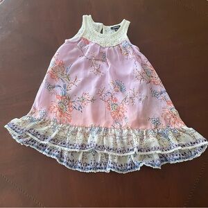 Zunie Pink & White Lace Dress, Sz 4